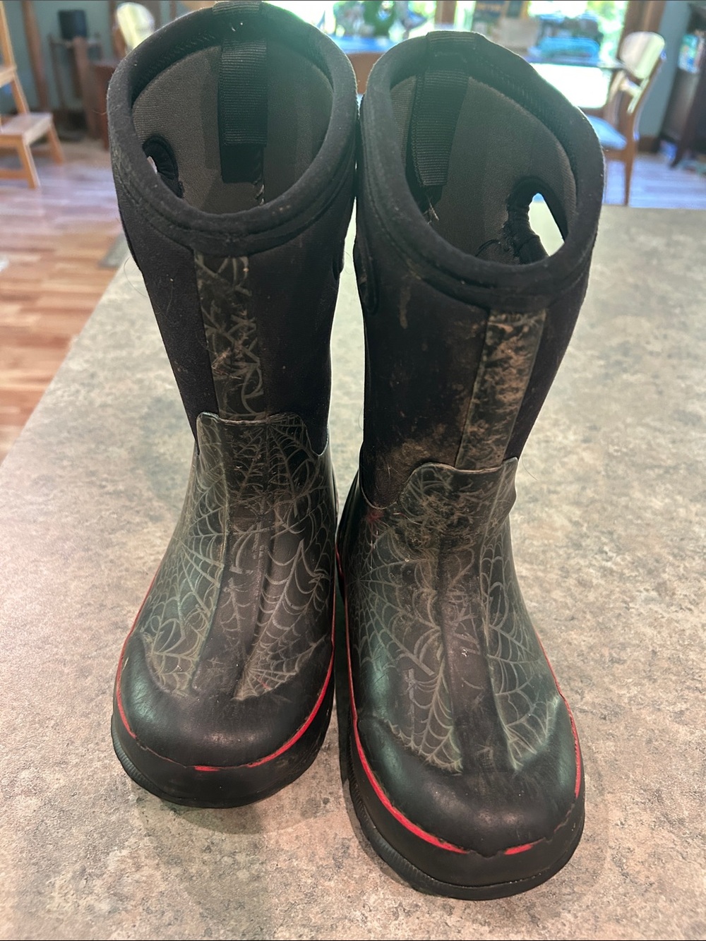 Bogs Kids Black Rain & Snow Boots with Red Trim